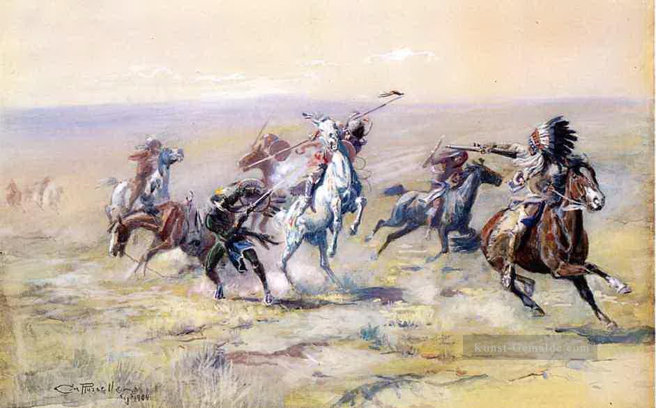 wenn sioux und foot trifft 1904 Charles Marion Russell Ölgemälde
